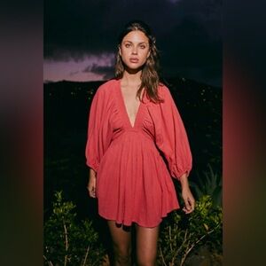 Free People For the Moment Mini Dress in Watermelon